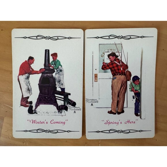 Hoyle Double Deck- Norman Rockwell Playing Cards Boy with his Dog USA Clear Case - Picture 3 of 4